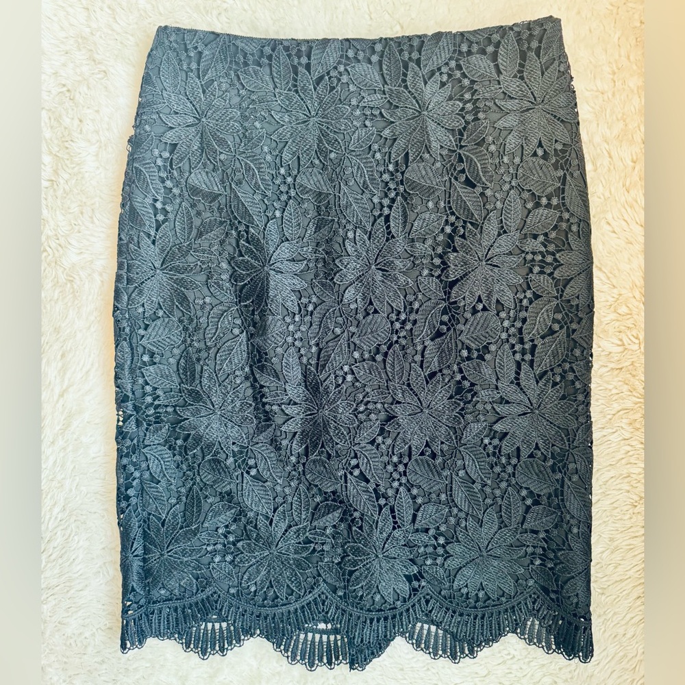 Women's Talbots RSVP Black Floral Lace Pencil Skirt